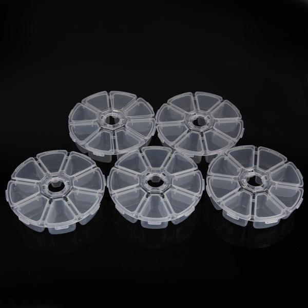 shopping סידור הבית 5Pcs 8 Compartments Clear Round Beads Display Storage Plastic Case Box