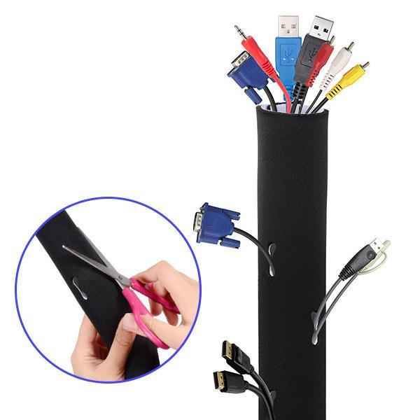 shopping סידור הבית KCASA KC-ZY008 Cable Management Sleeve 2 Pack Black Cable Organizer Flexible Cord Management Cover