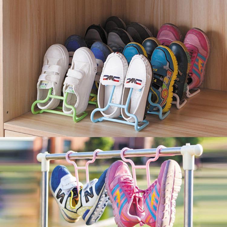 shopping סידור הבית 2PCS/Set Multi-function Plastic Children Kids Shoes Hanging Storage Shelf Drying Rack Shoe Rack Stand Hanger Wardrobe Organizer