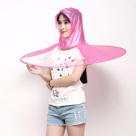 shopping סידור הבית Creative Raincoat Umbrella UFO Shape Rain Hat Cap Child Adult Rain Coat Cover Transparent Umbrellas 3 Sizes for Outdoor Fishing To