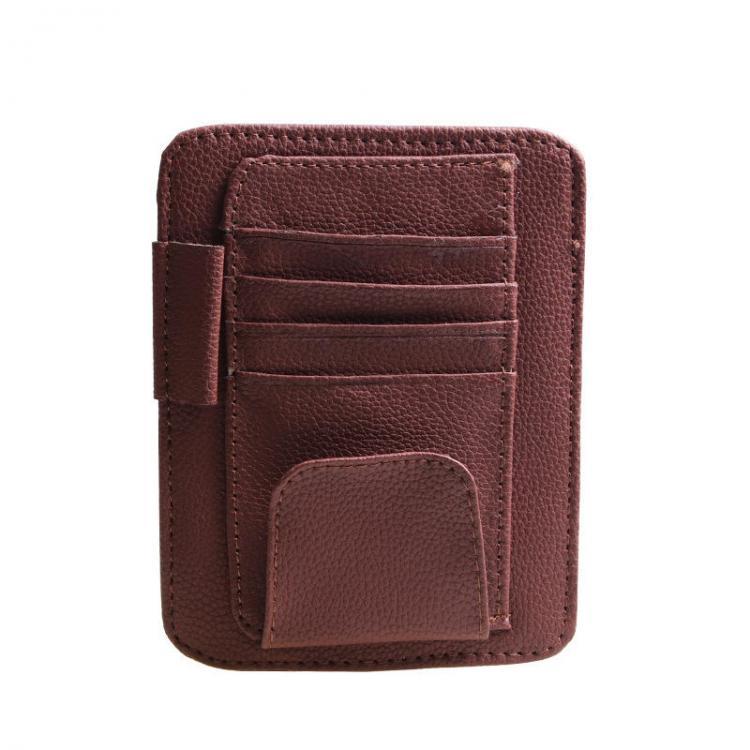 shopping סידור הבית Multiple Layers Car Glasses Folder PU Leather Sun Visor Card Holder Car Storage Bag