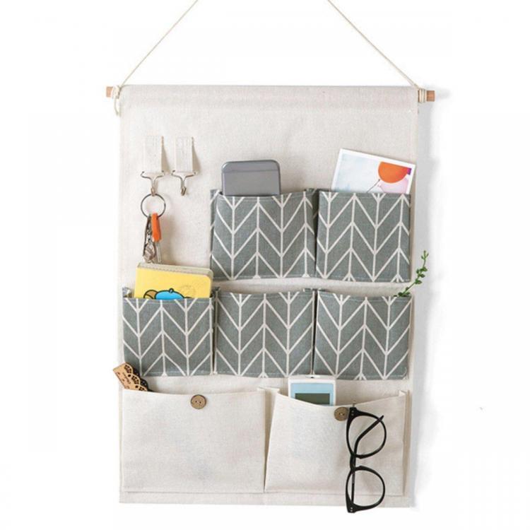 shopping סידור הבית Cotton Linen Door Wall Home Hanging Bag Hanger Organizer Storage Pouch 7 Desktop Organizer