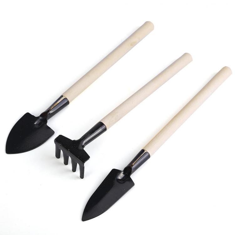 shopping גינה וגנים Honana HG-GT7 3Pcs Mini Garden Hand Tools Set Gardening Shovel Spade Rake Trowel Wood Handle