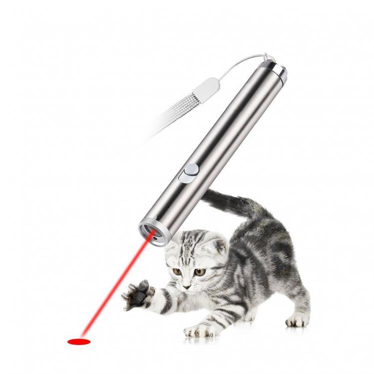 shopping ציוד לחיות מחמד Loskii PT-30 Electronic Pet Toys Cat Interactive Training Toy Red Laser Pointer With LED Flashlight
