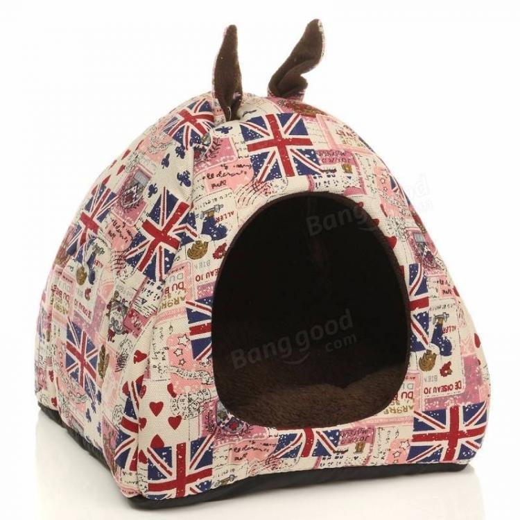 shopping ציוד לחיות מחמד Warm Pet Dog House Cat Puppy UK Ear Flag Sleeping Cushion Bed House Hut Basket Kennel Pad