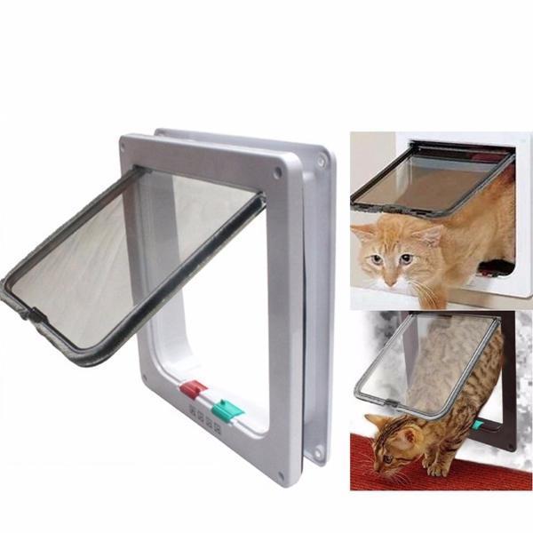 shopping ציוד לחיות מחמד Medium Small White Pet Cat Puppy Dog Supplies Lock Frame Safe Security Flap Door Gate Pet Supplies