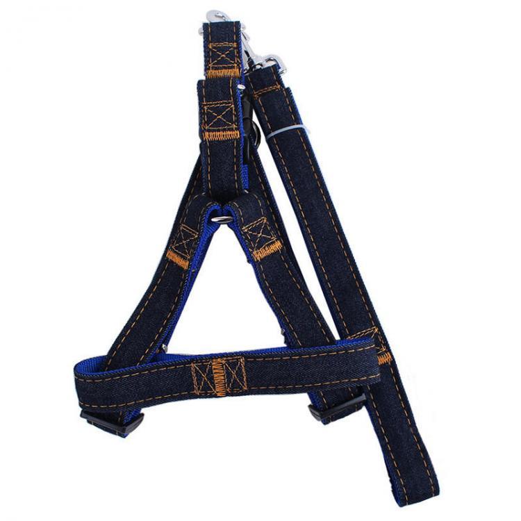 shopping ציוד לחיות מחמד New Arrival Hot Sales Colorful Jean Denim Leash Harness Dog Collar Chain Cat Rope Belt Adjustable  Dogs Collar