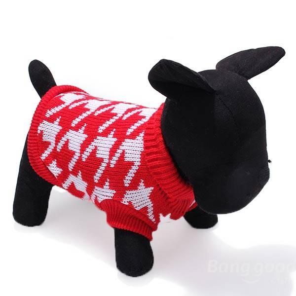 shopping ציוד לחיות מחמד Pet Dog Knitted Breathable Sweater Outwear Apparel Red Black