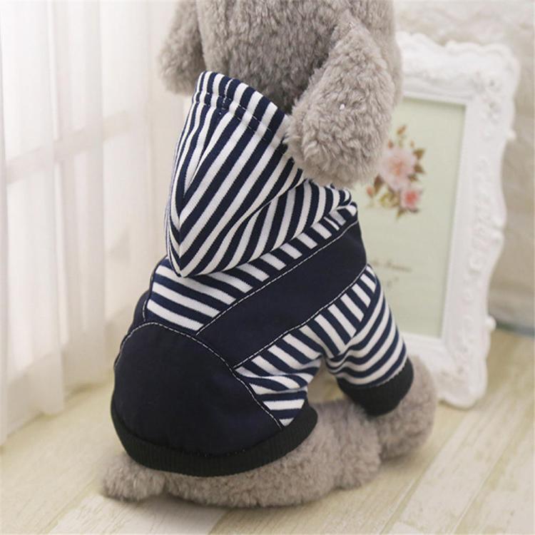 shopping ציוד לחיות מחמד Pet Dog Winter Cotton Clothes Warm Soft Straps Stripe Color Hoodie Coats With Hat In All Size