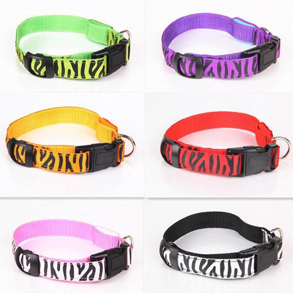 shopping ציוד לחיות מחמד Leopard Print Adjustable Led Night Flashing Pet Dog Collar