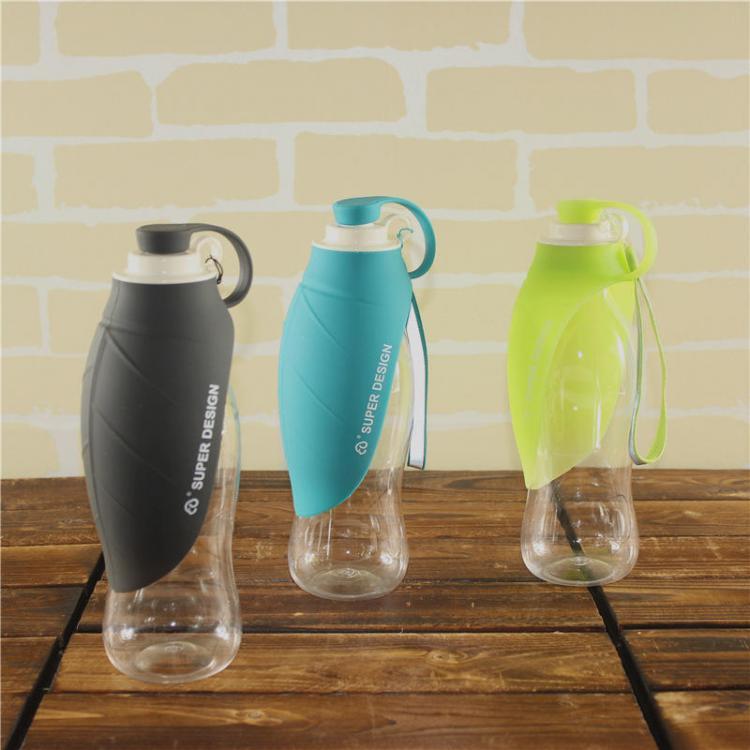 shopping ציוד לחיות מחמד 650ml Sport Portable Leaf Pet Dog Water Bottle Expandable Silicone Travel Dog Bottles Bowl For Puppy Cat