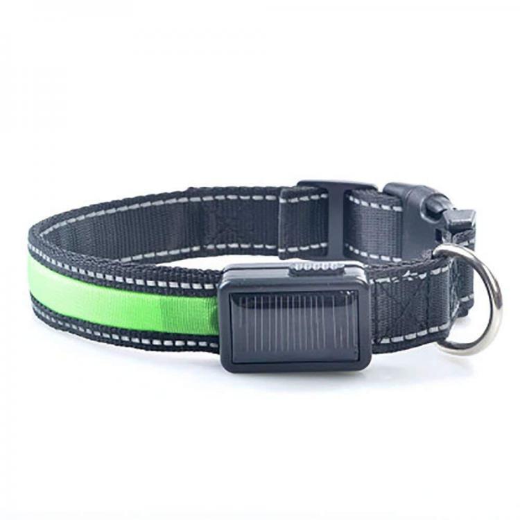 shopping ציוד לחיות מחמד Yani Solar Power USB Charging Electronic LED Flashing Light Safe Nylon Dog Pet Collar for Different Dogs