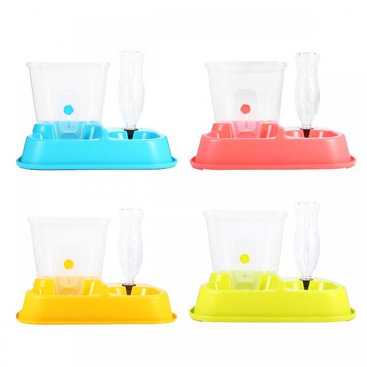 shopping ציוד לחיות מחמד 2 in 1 Automatic Pet Food Drink Dispenser Dog Cat Feeder Water Station Bowl Dish Beverage Dispenser