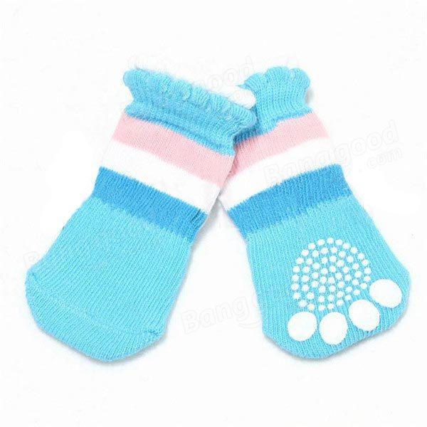shopping ציוד לחיות מחמד Cat Dog Boat Socks Pet Rickrack Colorful Stripe Pattern Cotton Anti-slip Socks