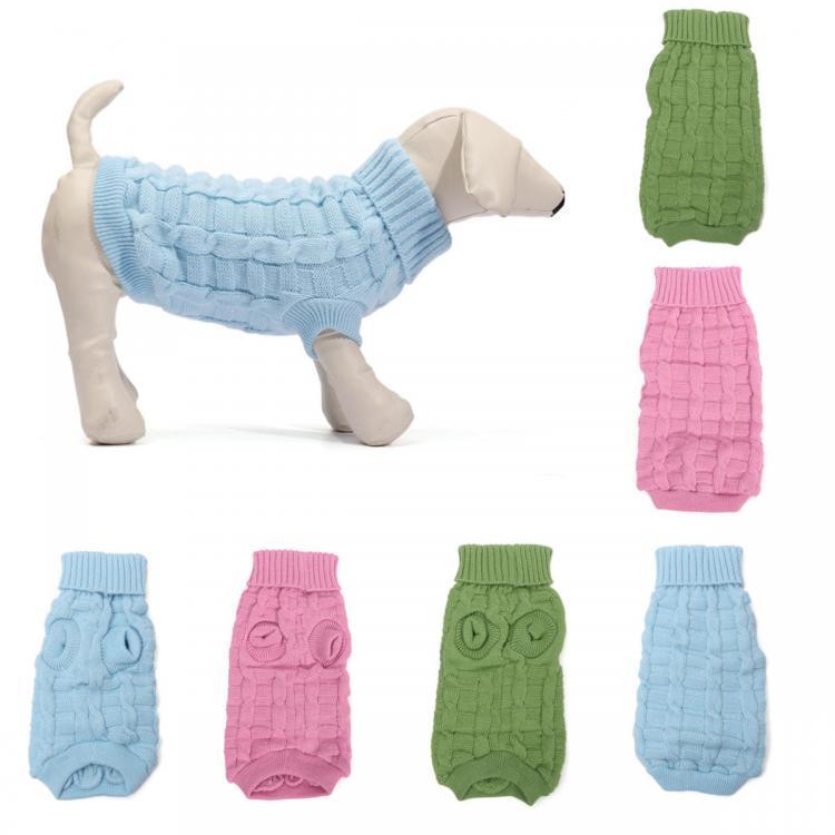 shopping ציוד לחיות מחמד Solid Color Pet Dog Cat Knitted Breathable Warm Sweater Winter Outwear
