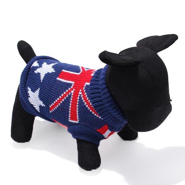 shopping ציוד לחיות מחמד Dark Blue UK Flag Pet Dog Knitted Breathable Sweater Outwear Apparel