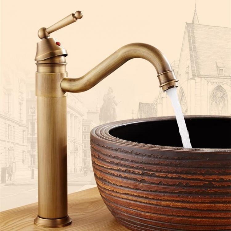 shopping כיורים ומסנני מים Tall Antique Bathroom Kitchen Sink Basin Faucet Hot &amp; Cold Water Mixers Tap Single Handle
