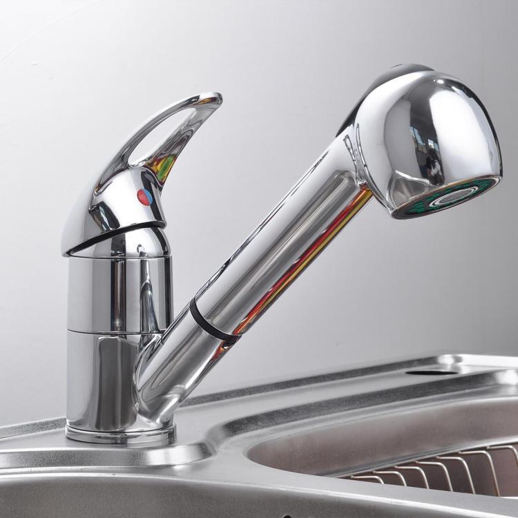shopping כיורים ומסנני מים Copper Pull Out Sprayer Kitchen Faucet Stream&amp;Spray 2 Water Mode Single Lever Handle Basin Sink Faucet Hot Cold Mixer Tap