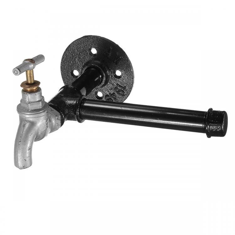 shopping כיורים ומסנני מים Industrial Iron Pipe Toilet Paper Tissue Roll Holder Faucet Style Rustic Wall Mounted Paper Holder