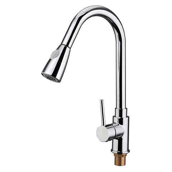 shopping כיורים ומסנני מים Pull Down Sprayer Kitchen Sink Faucet Hot Cold Mixer Water Tap 2 Spray Mode Single Handle Polished Chrome