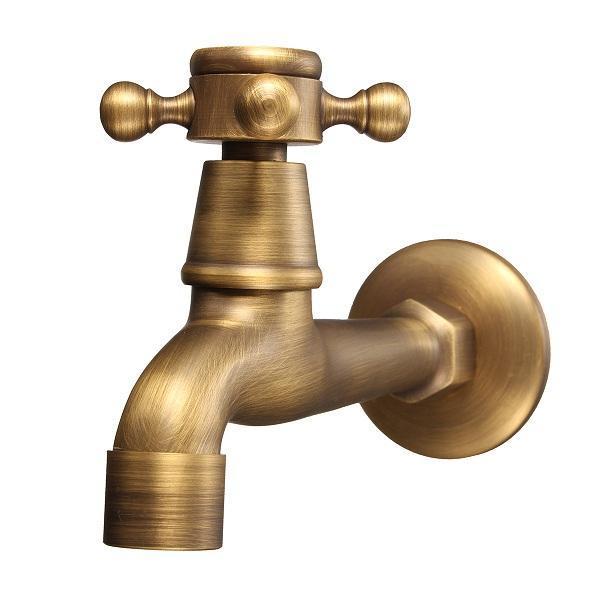 shopping כיורים ומסנני מים Antique Brass Wall Mounted Garden Bathroom Basin Faucet Mop Water Machine Tap