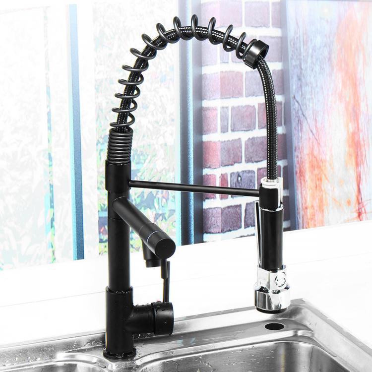 shopping כיורים ומסנני מים Oil Rubbed Bronze Kitchen Sink Faucet Single Handle Pull Down Sprayer Mixer Tap