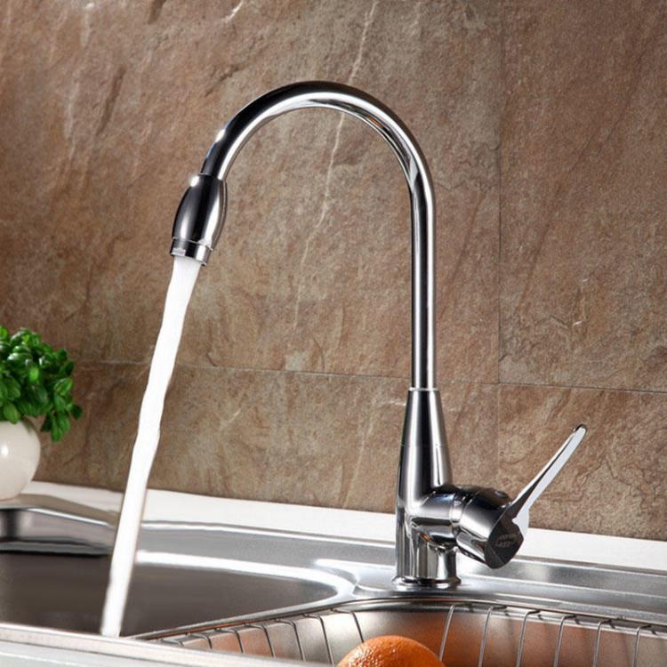 shopping כיורים ומסנני מים Red-crowned Crane Single Hole Hot and Cold High Curved Basin Kitchen Faucet