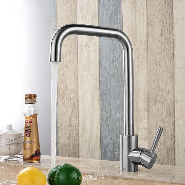 shopping כיורים ומסנני מים KCASA KC-303 Stainless Steel Kitchen Sink Faucet Single Handle Rotation Spout Deck Cold and Hot Water Mixer Tap