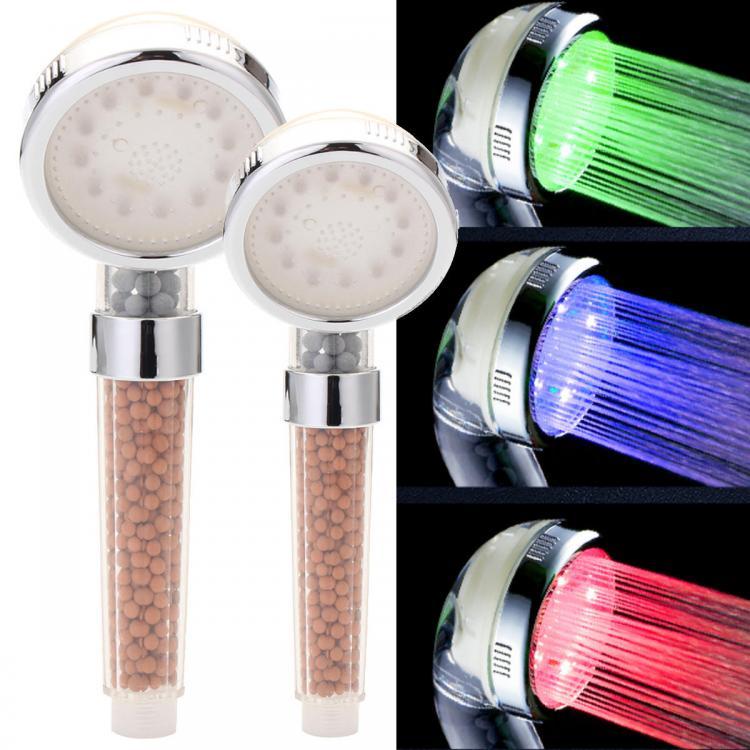 shopping כיורים ומסנני מים 3 Colors Changing LED Light Shower Head Handheld Boosting Filtration Water Head