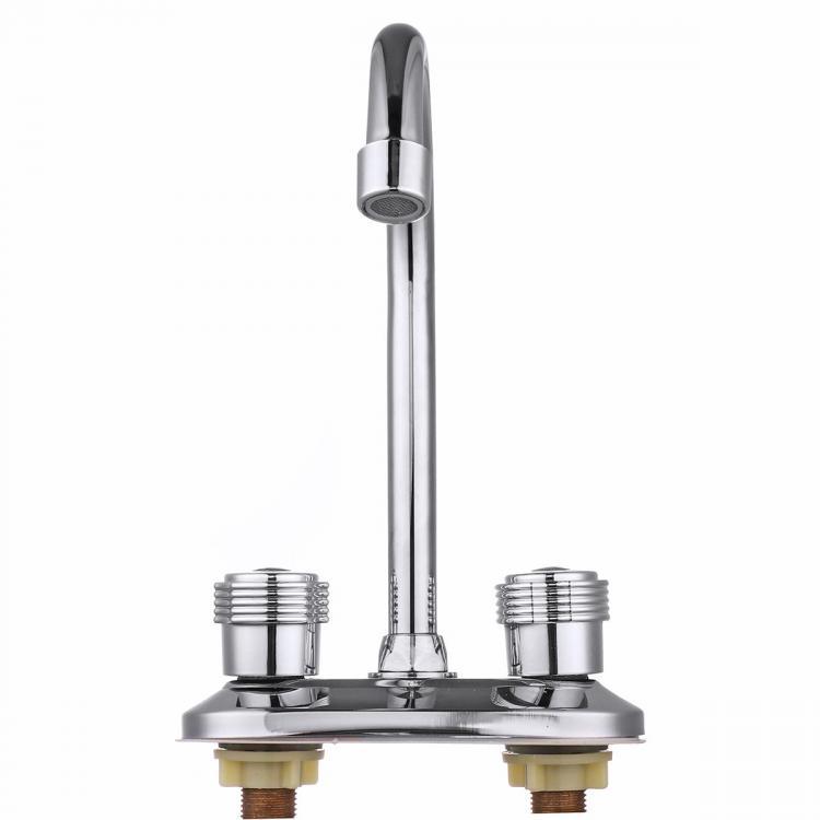 shopping כיורים ומסנני מים Kitchen Water Tap Dual Handle Faucet 360&deg; Double Spout Sink Basin Mixer Bathroom