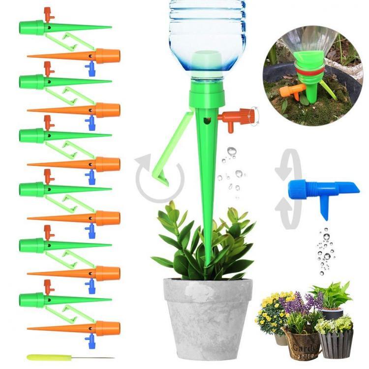 shopping כיורים ומסנני מים 6Pcs/12Pcs Upgraded Automatic Watering Device Adjustable Water Flow Dripper With Switch Control Valve Bracket Design DIY Drip Irri