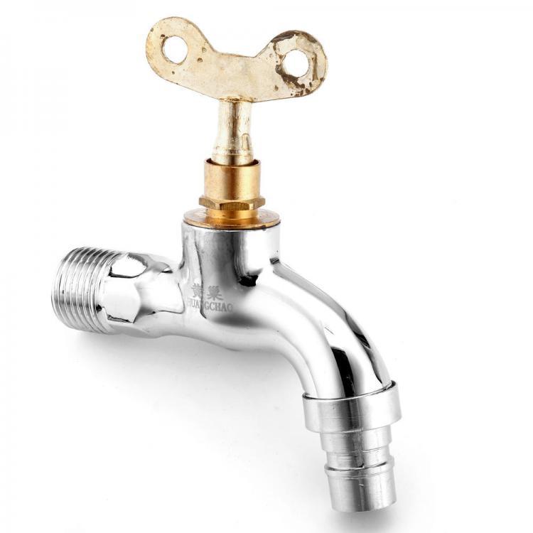 shopping כיורים ומסנני מים G1/2 Kitchen Bathroom Sink Faucet Single Handle Washing Machine Water Tap With Lock Key Copper Outdoor Anti-theft