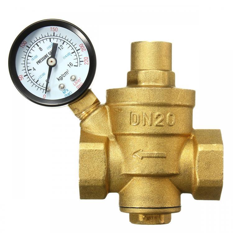 shopping כיורים ומסנני מים TMOK 1/2" 3/4" 1" Brass Adjustable Water Heater Pressure Reducing Valve with Gauge Meter Safety Relief 