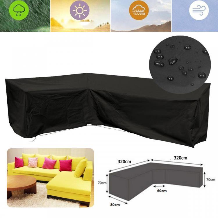 shopping ריהוט L Shape Sofa Cover Patio Garden Furniture Waterproof Anti UV Protector 320x320cm