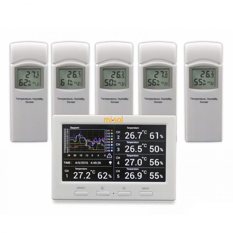 shopping ריהוט Misol HP3001 Wireless Weather Station with 5 Sensors 5 Channels Color Screen Data Logger Connect to Computer