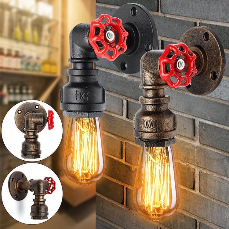 shopping ריהוט Vintage Industrial Retro Iron Water Pipe Shape Wall Lamp Sconce Light Fixture