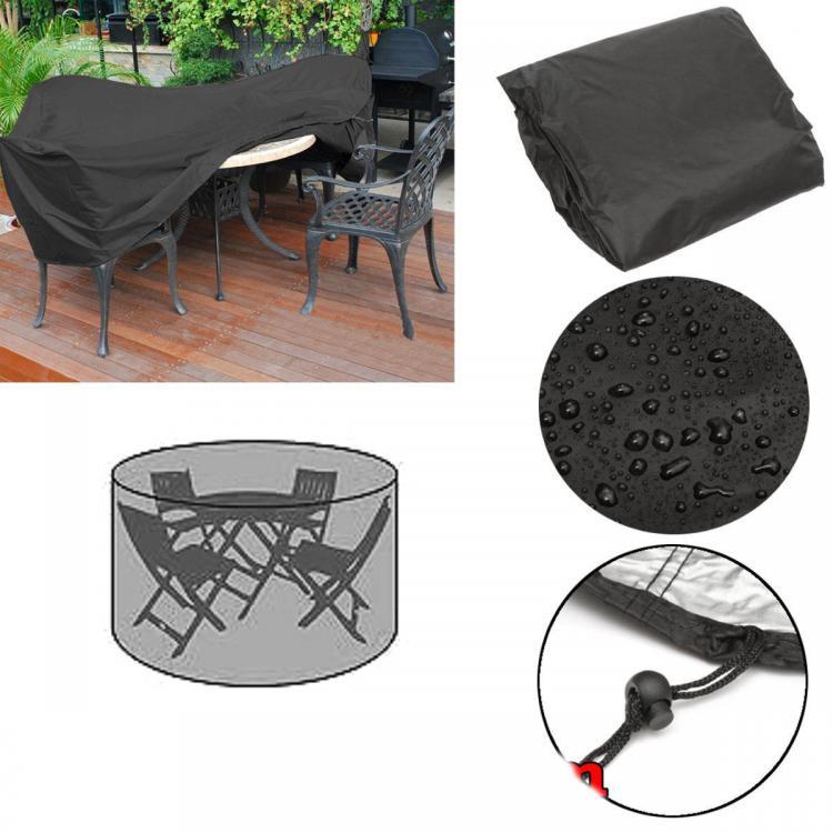 shopping ריהוט 110x185cm Outdoor Round Garden Furniture Cover Rain Dust Protector For 4 Seater