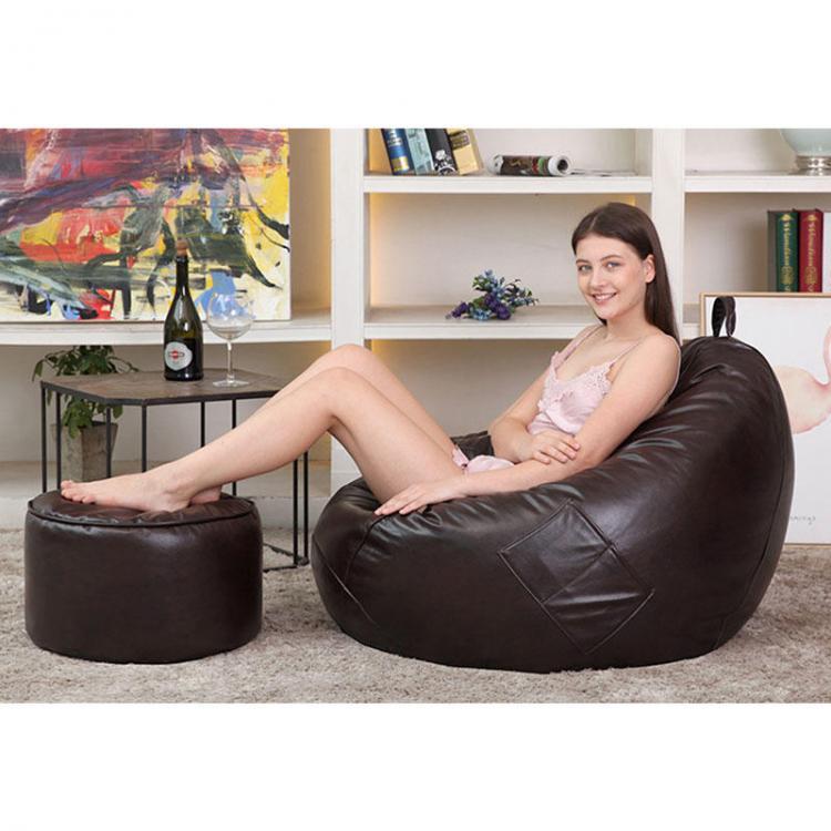 shopping ריהוט 20 * 50cm Faux Leather Giant Adult Bean Bag Seat Bean Bag Leather Footstool Coat