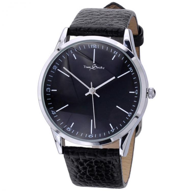 shopping שעונים לגבר Story Time Retro Belt Cowhide Strap Ultra-thin Men Watch Quartz Watch Reverse Backwards Watch