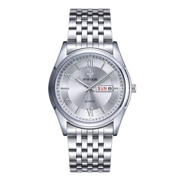 shopping שעונים לגבר WWOOR 8802 Fashion Bussiness Men Watch Stainless Steel Band Luminous Clock Men Wrist Watch