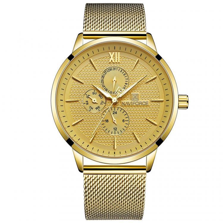 shopping שעונים לגבר NAVIFORCE 3003 Waterproof Working Little Dials Men Watch Business Style Full Steel Quartz Watch
