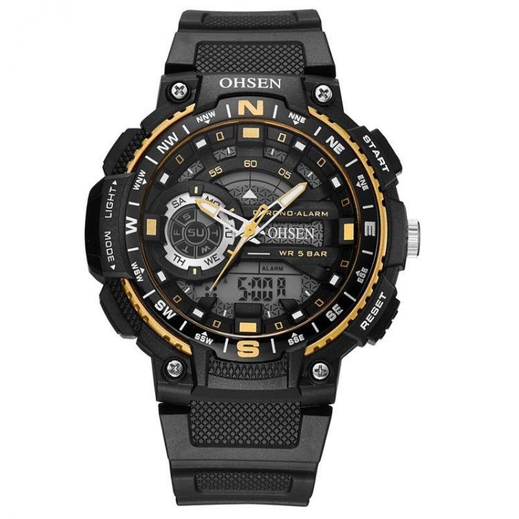 shopping שעונים לגבר OHSEN AD1705 Digital Watch Dual Display Multifunction LED Sport Swimming Men Watch