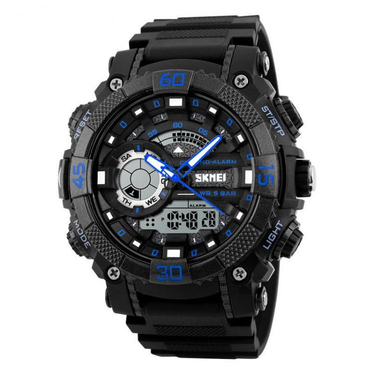 shopping שעונים לגבר SKMEI 1228 Dual Display Multifunction Digital Quartz 50M Waterproof Chronograph LED Watch