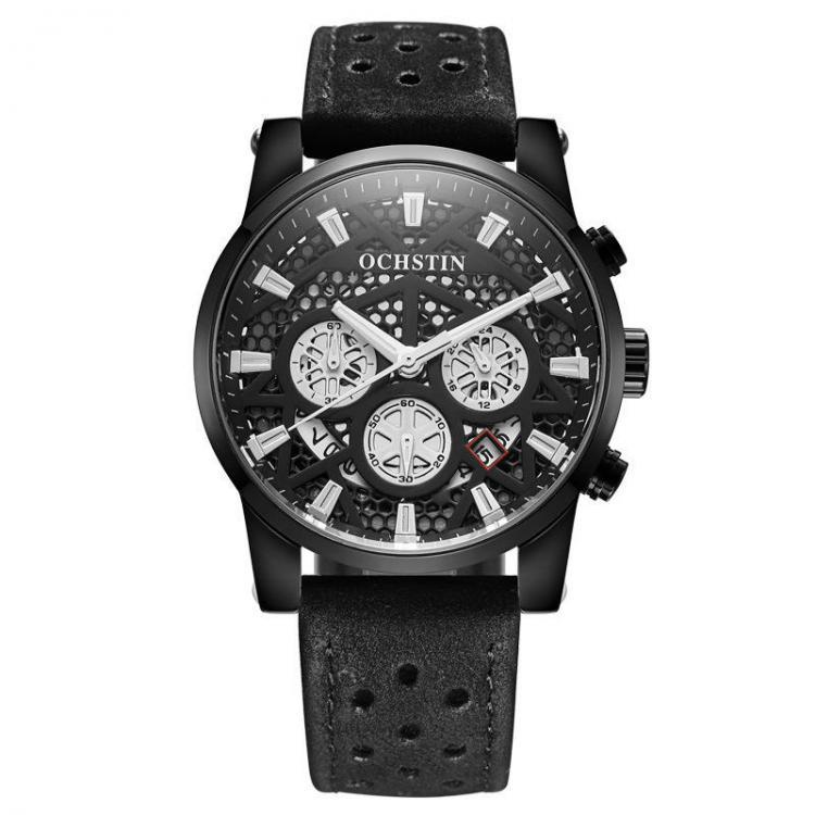 shopping שעונים לגבר OCHSTIN GQ067B Working-dials Calendar Creative Wrist Watch Leather Strap Quartz Watches
