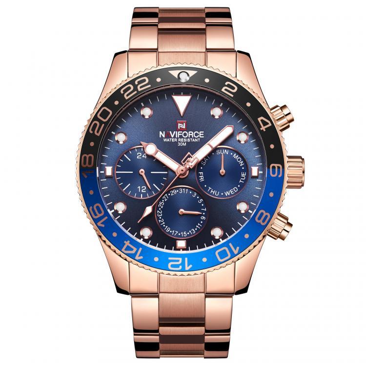 shopping שעונים לגבר NAVIFORCE 9147 Waterproof 24 Hours Men Watch Full Steel Business Style Quartz Watch