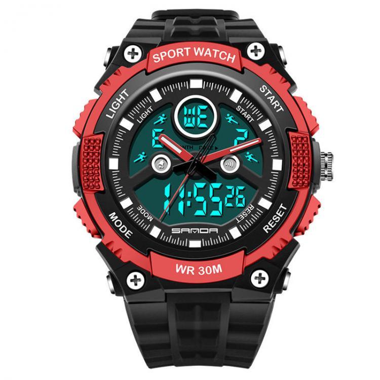 shopping שעונים לגבר SANDA 709 Dual Display 30M Waterproof Outdoor Sport Military Fashion LED Digital Watch