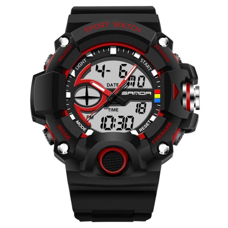 shopping שעונים לגבר SANDA 715 Dual Display Multi-function Sport Stopwatch Outdoor Fashion Men Digital Watch