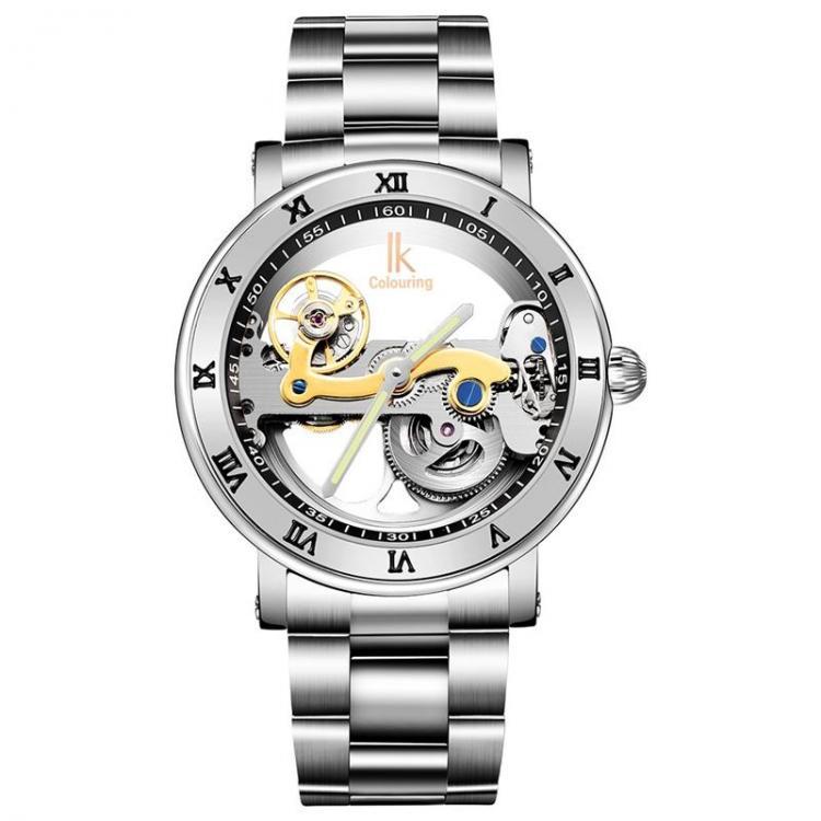 shopping שעונים לגבר IK COLOURING 98399 Business Style Men Wrist Watch Stainless Steel Strap Automatic Mechanical Watches