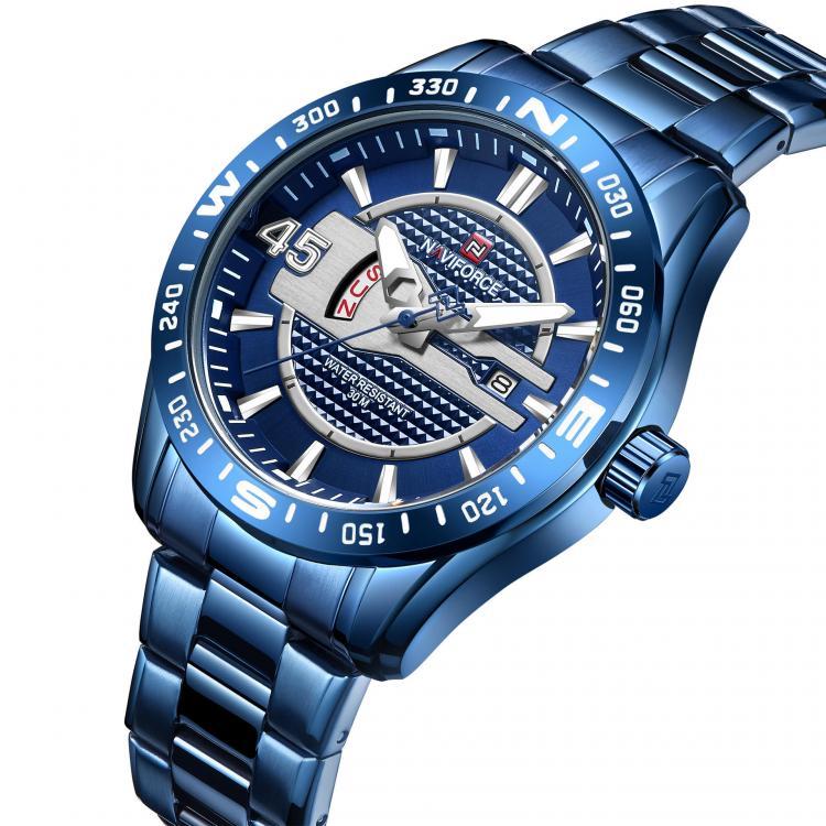shopping שעונים לגבר NAVIFORCE 9157 Waterproof Stainless Steel Band Quartz Watch Calendar Auto Date Men Watch