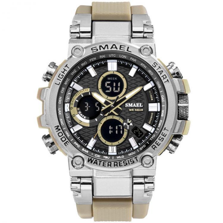 shopping שעונים לגבר SMAEL 1803 Metal Case Luminous Needle 5ATM Waterproof Sport Dual Display Digital Watch